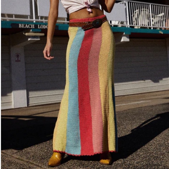 Chasing Unicorns Rainbow Crochet Maxi Skirt - Picture 2 of 5